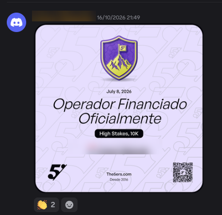 Certificado da The5ers de operador financiado oficialmente, conta High Stakes 10K